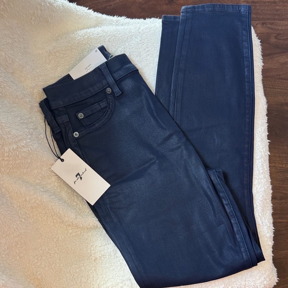 Dark Blue Women's Coated Jeans